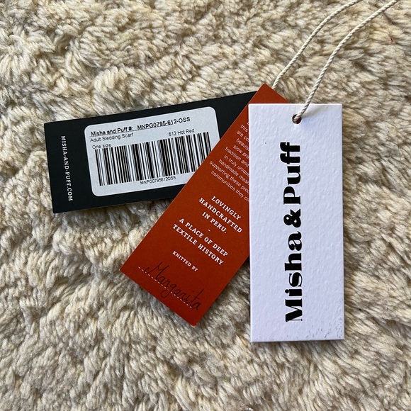 Misha & Puff Hot Red Wool Sledding Scarf Adult Women’s Orange Bright Handmade - Picture 11 of 11